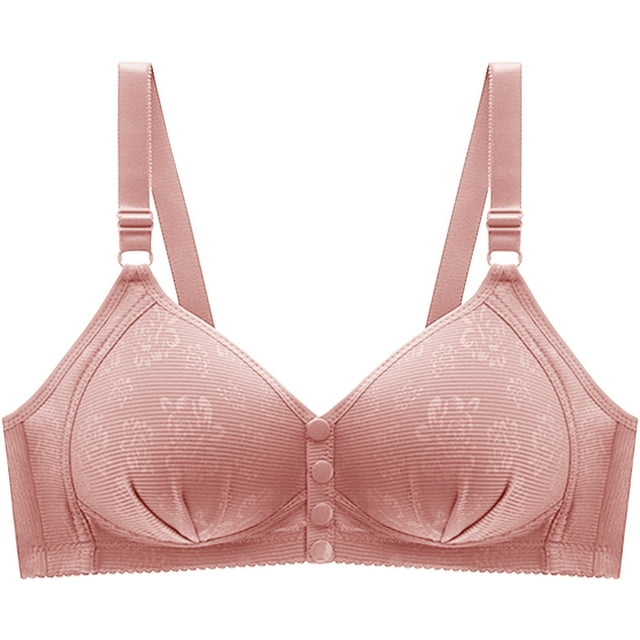 UNITWRY Plus Size Wireless Bra for Women's Solid Color Deep-V Without Underwire Adjustable Straps Bras Push-Up Full Coverage Comfortable Support Front Closure Bras
