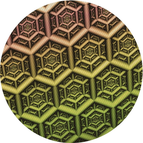 Ahgly Company Indoor Round Patterned Milk Chocolate Brown Area Rugs, 4' Round