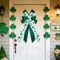thumbnail image 5 of QuanTara Large St. Patrick's Day Decorative Bow, 19.7"x11.81" Wreath & Tree Topper Ribbon with Shamrock Print for Front Door, Indoor Outdoor Wall, Party Supplies, Green & White Nylon, 5 of 6