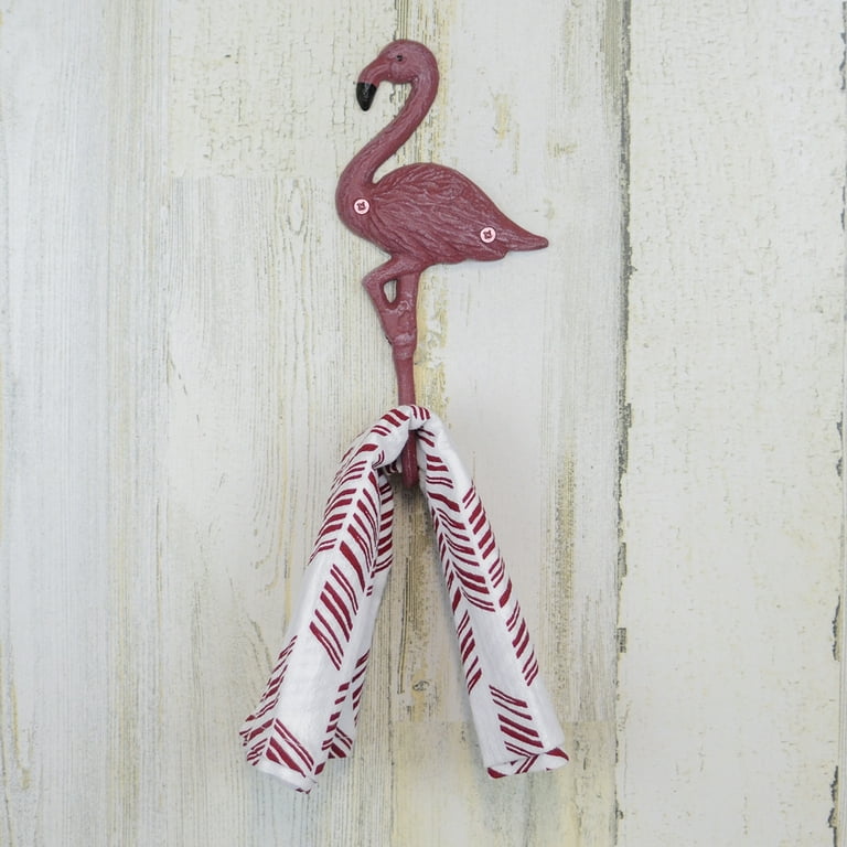 Metal Flamingo Pink Wall Mount Coat Hat Rack Key Hook Kitchen
