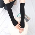 thumbnail image 2 of New Ice Silk Sleeve Sunscreen Cuff Arm Sleeves Uv Sun Protect Anti-Slip Summer Men Women Black White Gloves Outdoor Riding Glove, 2 of 9