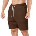 thumbnail image 1 of Pantalones Cortos para Hombres Casual Verano Color Sólido Casual Cordón Bolsillo Recto a Través de Pantalones Cortos, Pantalones de Moda de Poliéster, 1 of 9