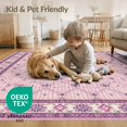 thumbnail image 4 of ODIKA 8'x10' Washable Area Rug Pink Checkered Purple Inspired Boho Charm Bold Checkerboard Grid for Dining Room, Large Office, Lounge, Non-Slip Chair-Friendly Mat, 4 of 7