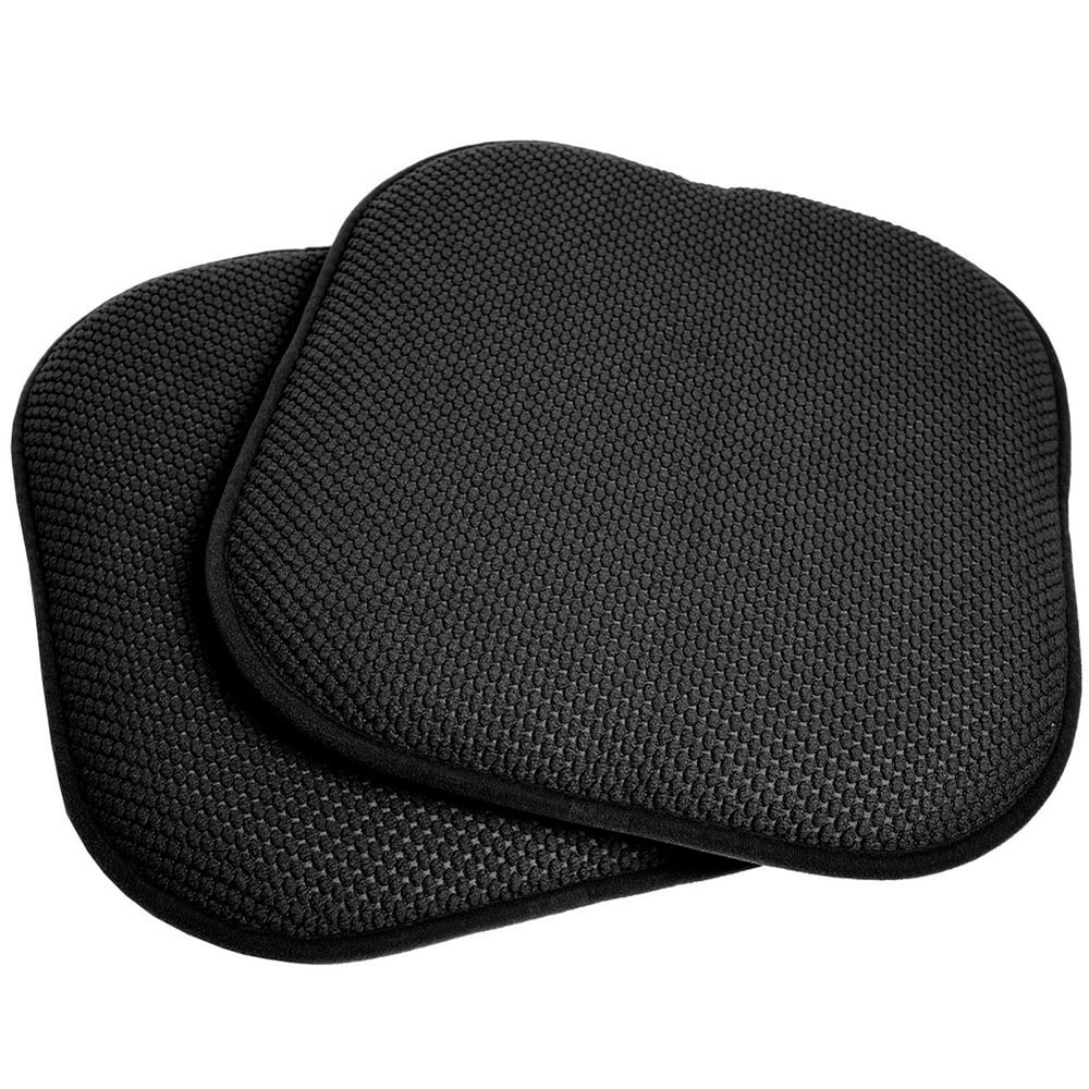 Honeycomb Memory Foam Non-Slip 2-Piece Chair Pad Set, Black, 17x16
