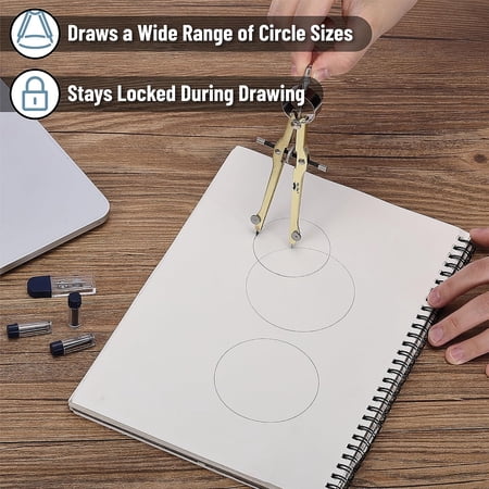 Mr. Pen- Professional Compass for Geometry, Gold with Extra Leads, Metal Compass with Lock, Drawing Compass, Geometry Compass, Math Compass, Compass Drawing, Drafting Compass, Drafting Tools