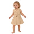 thumbnail image 2 of EnJoCho Toddler Girls Denim Jeans Dress Sleeveless Summer Casual Lapel Collar A-line Pleated Ruffl𝖾 Dress with Belt Toddler Summer Sleeveless 𝖲undress, 2 of 9