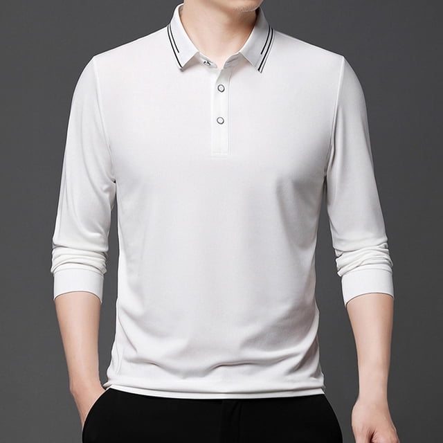 Blusa y camisa de manga larga con cuello vuelto para hombre, pijama deportivo para el hogar, camiseta de color liso, blusa deportiva de poliéster para hombre