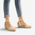 thumbnail image 4 of BURUDANI Women's Elastic Ankle Strap Espadrilles Wedge Sandals, 4 of 6