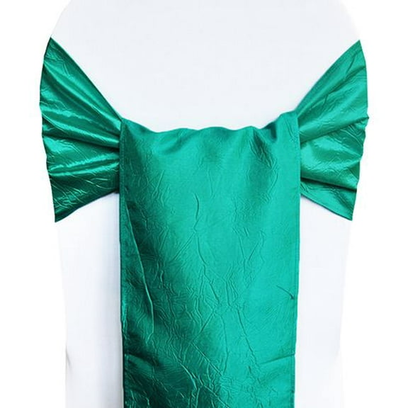Wedding Linens Inc. (10pcs) 9.5"x 108" Crushed Crinkle Taffeta Chair Sashes Chair Bow Ties - Jade