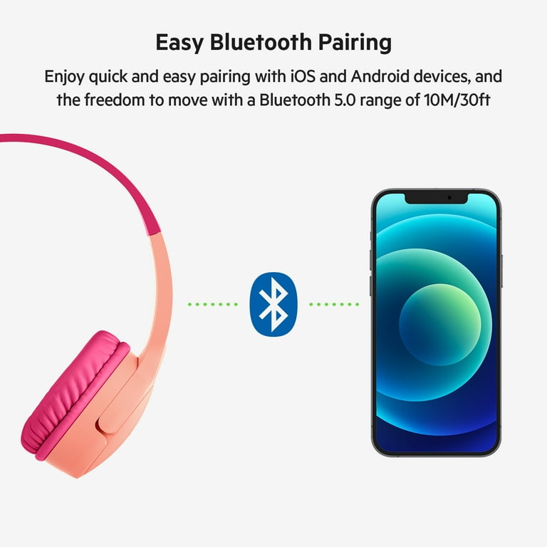 Bluetooth for Headphones Pink SOUNDFORM On-Ear Belkin Mini Kids, Wireless