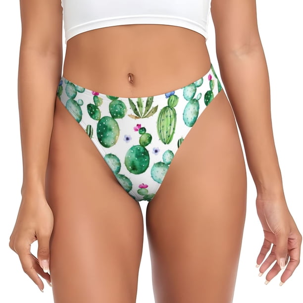 Balery Cactus Plants1 Tangas de Algodón para Mujer con Estampado – Ropa Interior Sexy, Transpirable, G-string-XX-Large