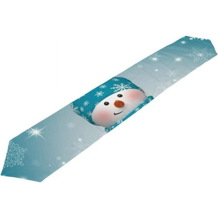 

SKYSONIC Table Runner Christmas Skiing Snowman Washable Table Cloth Runner for Holiday Home Wedding Table Top Decoration 13x90 Inches