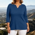 thumbnail image 3 of Perfectbot Women's Plus Size 3/4 Sleeve V-Neck Tee Casual Solid Color T-Shirt Sizes L-5X, 3 of 6