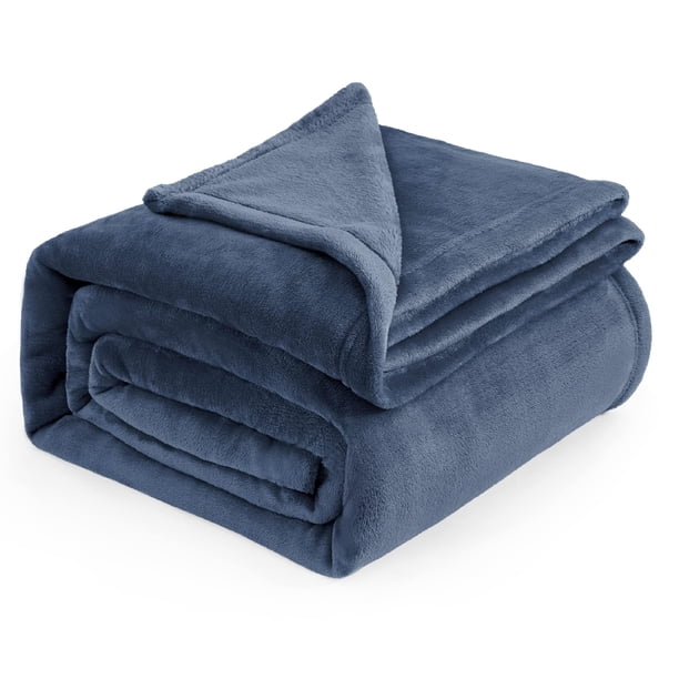 Manta de forro polar, tamaño completo, franela azul mineral