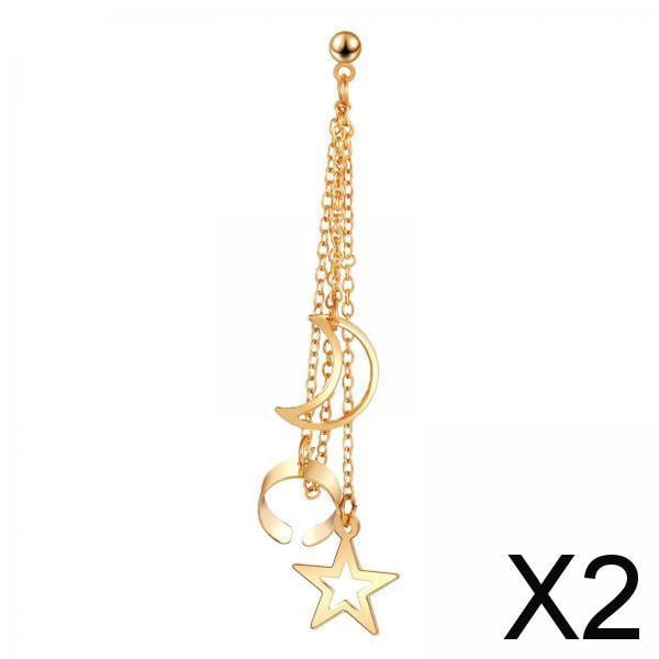 2 Pendientes De Aleación Con Clip Para Mujer, Envolturas Para La Oreja, Joyería De Fiesta De Regalo, Elegante Dorado 2 piezas
