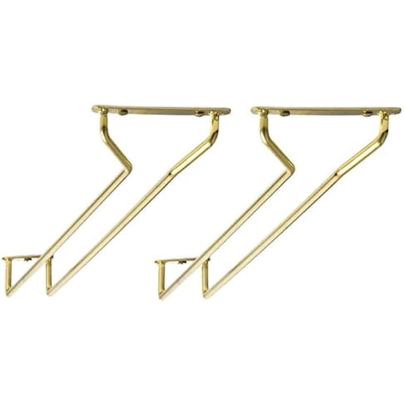 TrueCraftware- 10-Inch Wine Glass Rack Brass Finish Set of 2- Stemware Rack Wire Hanging Rack Under Cabinet Wine Glass Rack Stemware Holder Glass Storage Hanger Organizer for Kitchen and Bar