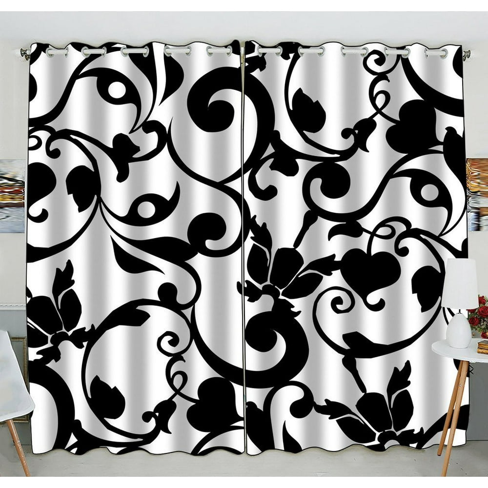 GCKG Black and White Damask Pattern Classic Vintage French Floral