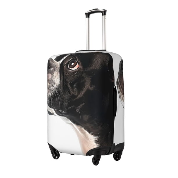 Balery Black And White Boston Terrier Funda de equipaje, fundas para maletas, elástica, lavable, protector de maletas, compatible con maletas de 18 a 32 pulgadas-Large