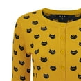 thumbnail image 2 of YEMAK Women's Cute Cat Pattern 3/4 Sleeve Button Down Stylish Cardigan Sweater MK3466-BRZ/BLK-S, 2 of 10
