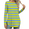 thumbnail image 3 of DDAPJ pyju Long Sleeve Striped Shirts for Women Fall Trendy Casual Blouses Loose Fit Crewneck Tunic Tops for Leggings Ofertas Hoy Liquidación Green S, 3 of 8