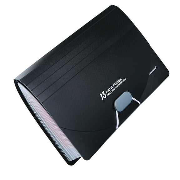 LEORX Portable Black Expandable File Folder Organizer Three Side Seal