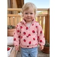 thumbnail image 4 of RUINIXCW Toddler Baby Girl Fleece Sweatshirt Infant Girls Fall Winter Warm Clothes Strawberry Print Long Sleeve Half Zip Front Pocket Pullovers Tops, 4 of 10