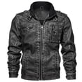 thumbnail image 3 of Chaqueta de cuero PU con cuello alto para hombre de otoño e invierno, chaqueta de cuero informal de talla grande, chaqueta informal para motocicleta para hombre, 3 of 5