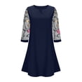 thumbnail image 5 of Summer Dresses for Women Midi Dress With 3/4 Sleeve Floral Embroidery Casual Knee-Length A-Line Dress, 5 of 6