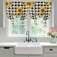 thumbnail image 4 of Sunflower Checked Balloon Curtains for Living Room/French Door, Vintage Garden Floral Bees Farmhouse Tie Up Curtains 63 Inch Length Energy Saving Kitchen Curtains Shades for Windows 42"x63", 4 of 8