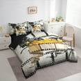 thumbnail image 3 of Manfei Movie Time 7pcs Bedding Comforter Set,Vintage Cinema Filmstrip Queen Bedding Sets,Gold Stars Queen Sheet Sets For Teens,Super Cozy Room Decor Reversible, 3 of 8