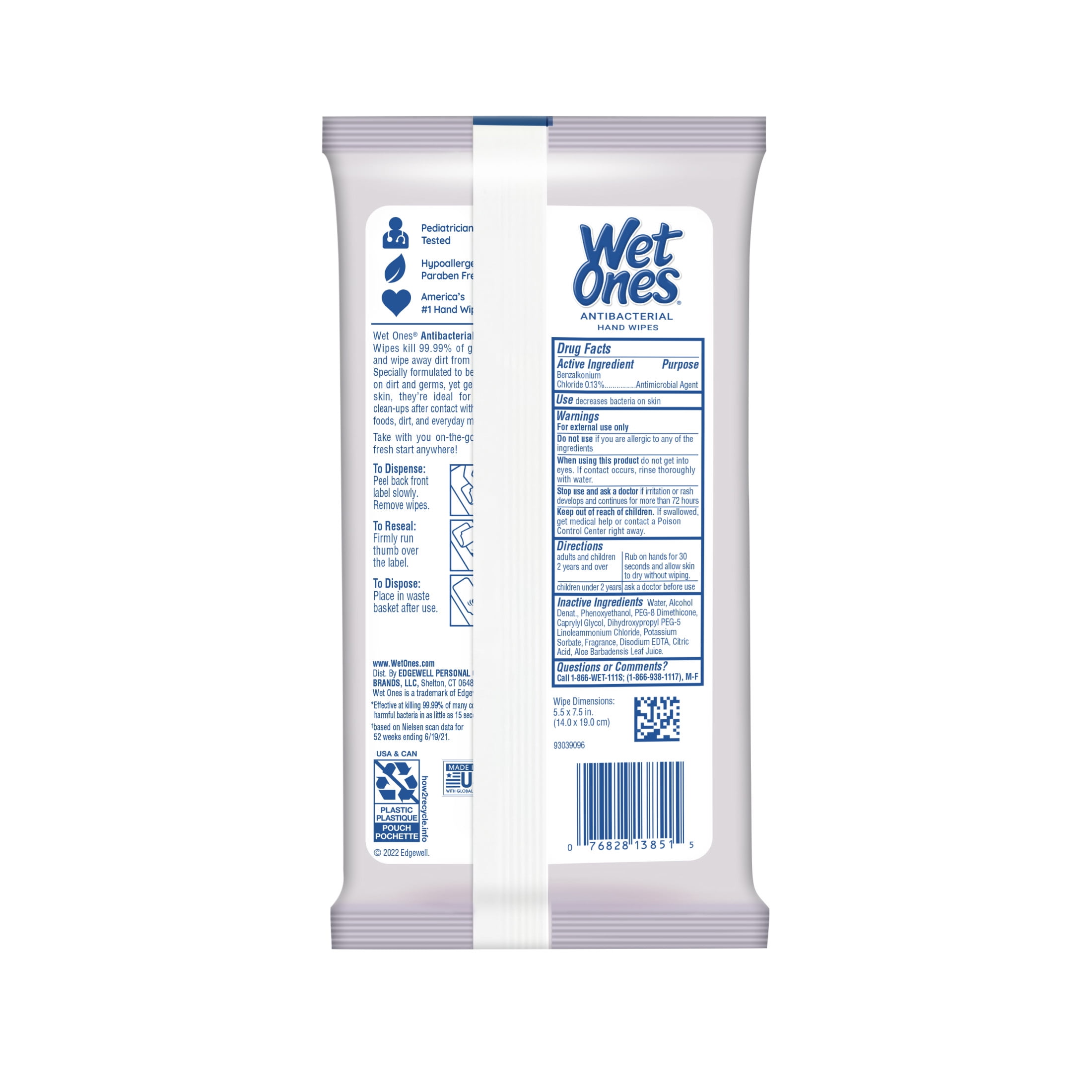 (2 pack) Wet Ones Antibacterial Hand Wipes, Lavender Floral Scent, 20 Ct Travel Pouch, 8 Hour Moisturization