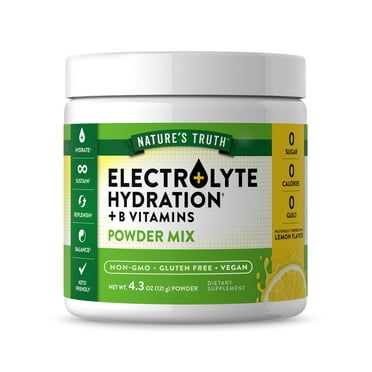 Electrolytes Powder | No Sugar | Supplement for Hydration | With B Vitamins | For Men and Women | Refreshing Lemon Flavor | by Nature's Truth