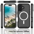 thumbnail image 3 of Magnetic for iPhone 16 Plus Case, [Compatible with MagSafe] [Built-in Screen Protector] Dustproof Full Body Shockproof Transparent Phone Case Cover for iPhone 16 Plus - Lightblue, 3 of 5