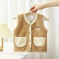 thumbnail image 2 of Zwiiyzr 9M-5T Baby Boys Girls Sleeveless Jacket Button Up Soft Fleece Vest Kids Fall Winter Waistcoat Outerwear with Pockets Coffee, 2 of 3