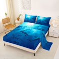 thumbnail image 2 of jejeloiu Deep Ocean Shark Bed Sheets,Sunlight Print Full Size Sheets For Boys,Blue Black,4 Pieces,1 Flat Sheet, 1 Fitted Sheet and 2 Pillowcases, 2 of 6