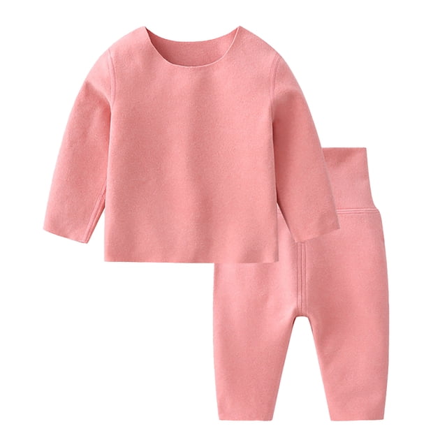 Gibobby Conjunto de pantalones para niños Conjunto de 2 piezas de camisetas y pantalones de manga larga para niños pequeños, ropa para niños(Rosa,0-3 Meses)