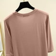 thumbnail image 4 of Timegard Hauts pour Femmes Col Rond Manches 3/4 Blouse Ample Confortable Décontractée Couleur Unie Pyjama Tee Hauts, 4 of 6