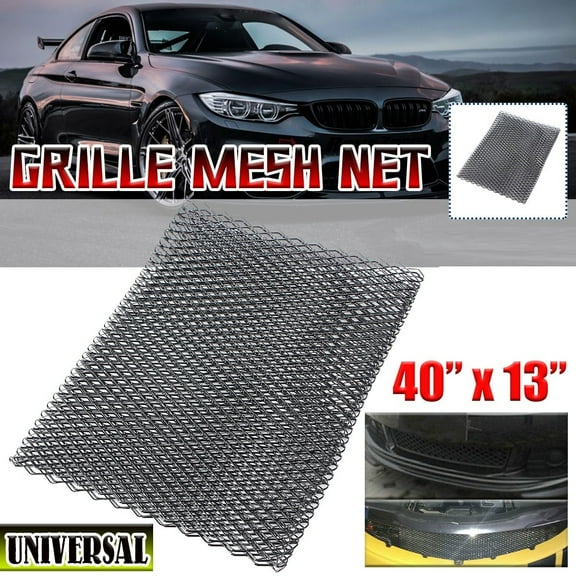 Universal 40"x13" Car Grill Mesh Net Aluminum Alloy, Automotive Grille Insert Bumper Grille Net Mesh Sheet Grill Hole Fit for Car Bumper Body Kit, Black