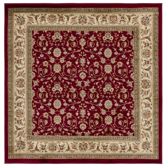 SAFAVIEH Lyndhurst Pearl Floral Area Rug, Red/Ivory, 5' x 5' Square