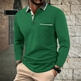 thumbnail image 2 of Homeyce Mens Polo Shirts Contrast Collared Long Sleeve Shirts Button Down Casual Basic Lightweight Polo Sweatshirt Solid Color Golf Shirts,Green M, 2 of 3
