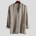 thumbnail image 1 of Lefu Men's Chinese Style Solid Color Loose V-neck Long Sleeve Pullover Tops, 1 of 4