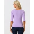 thumbnail image 4 of DARING DIVA Women's Elbow Sleeves Boat Neck Slim Fit Classic Tee S Light Purple, 4 of 6