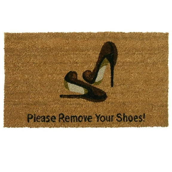 Rubber-Cal  "Welcome & Please Remove Your Shoes" Decorative Welcome Mats, 18 x 30-Inch