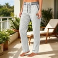 thumbnail image 6 of Women's Soft Linen Cotton Blend Straight Leg Pants, Mid Elastic Waist Pockets, Casual Business Summer Work Wear, Long Womens Trousers Capris | UKHCCC,Gray L, 6 of 7