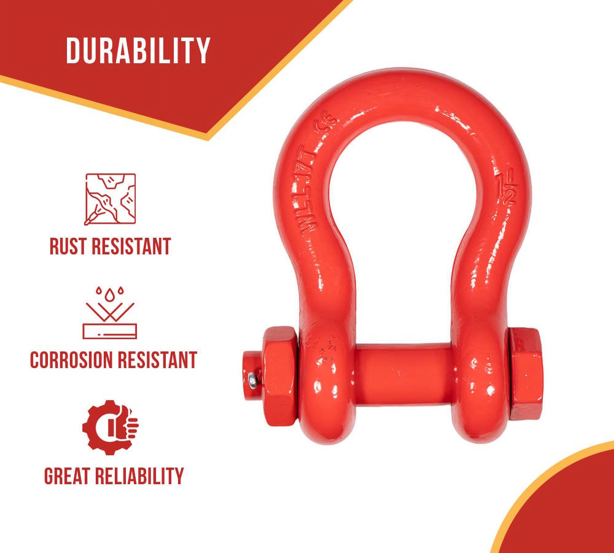 1-1/2" Anchor Shackle Forged Carbon Steel w/ Safety Screw Pin Load Limit 34,000 lbs, Double Rust Protection Heavy Duty D Ring Bolt Type Shackle for Towing, Rigging & Vehicle Recovery