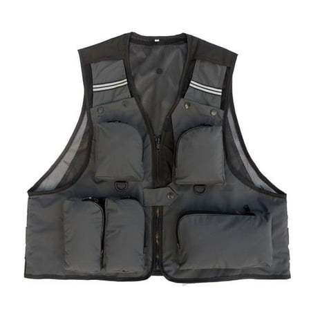 Panda Superstore Outdoor Mens Fishing Jacket Multifunctional Vest - Gray - 2XL