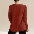 thumbnail image 5 of Mifsaly Waffle-Knit Tops for Women Keyhole Neck Long Sleeve T-Shirts Business Soft Comfortable Blouse Casual Loose Fit T-Shirts Going Out Fashion Streetwear Red, 5 of 5