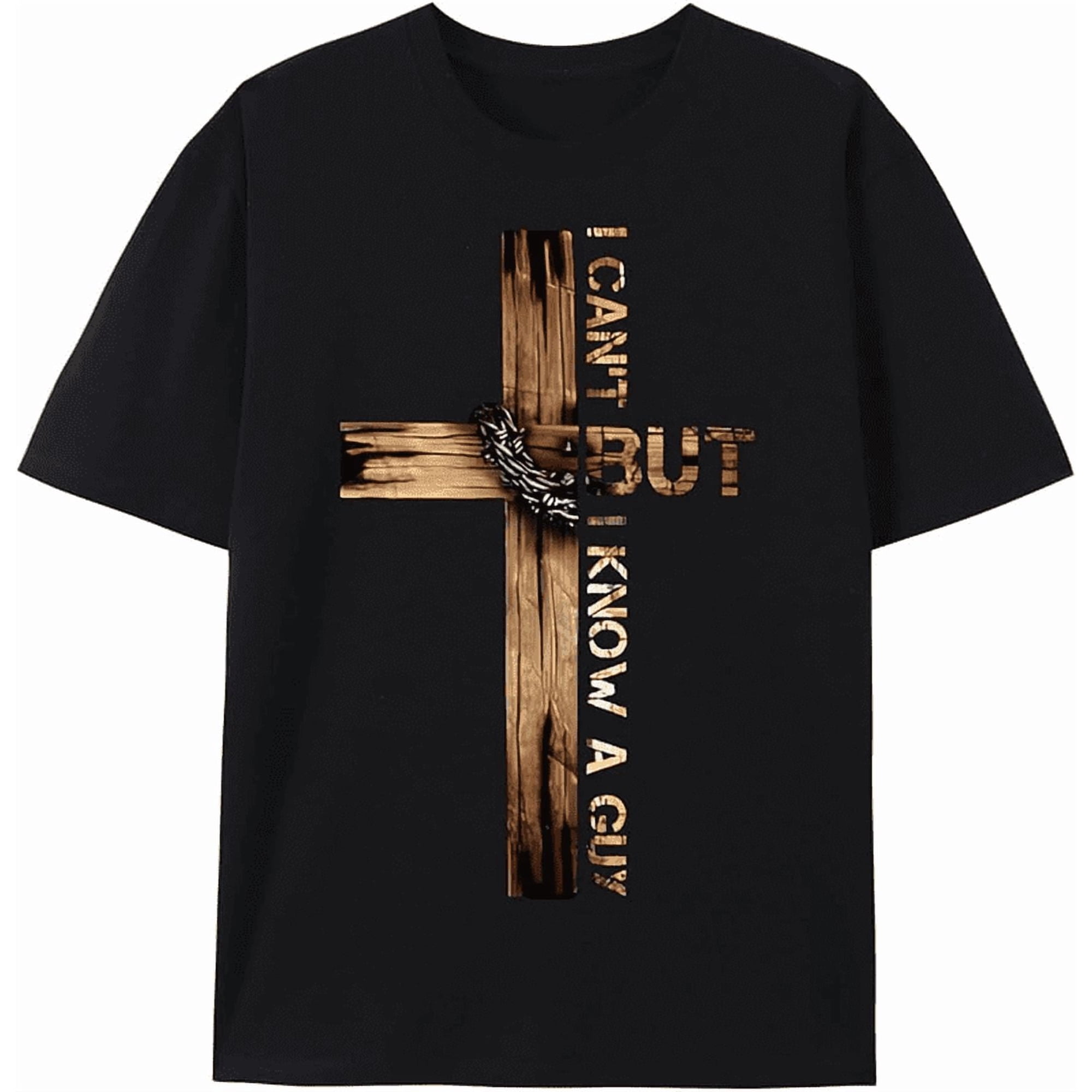Greenink I Can't But I Know A Guy Jesus Cross Funny Christian T-Shirt God Graphic Tees for Women Men Religious Gifts Tops