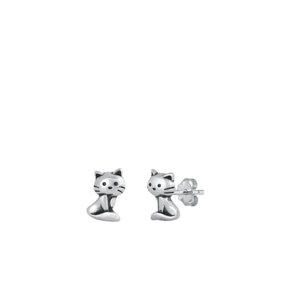 Silver Cat Earrings