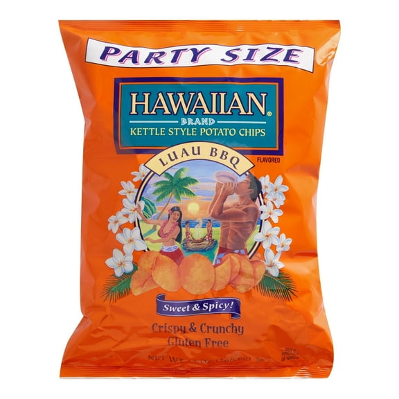 Hawaiian Luau BBQ Kettle Style Potato Chips Party Size 13 oz Pack of 4